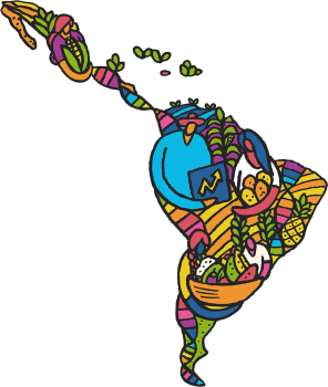 Illustrated map of South America by Wenceslao Almazán